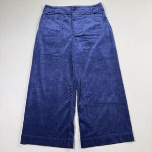 ANTHROPOLOGIE MAEVE Colette Corduroy Crop Wide-Leg Pants Womens 31P NAVY BLUE